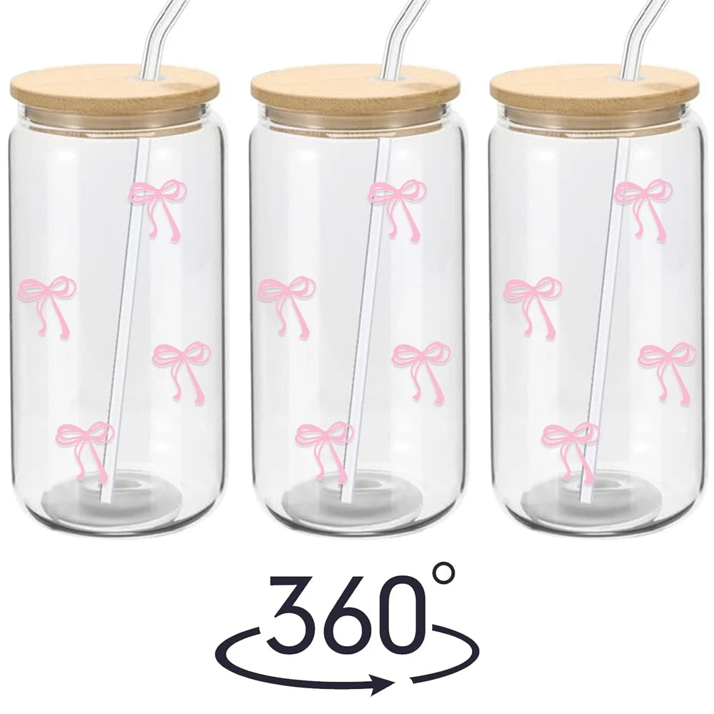 Glass Cup with Lid and Straw