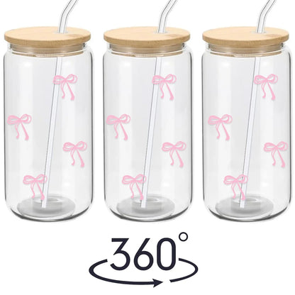 Glass Cup with Lid and Straw