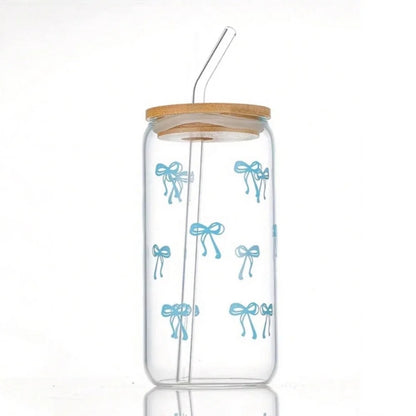 Glass Cup with Lid and Straw